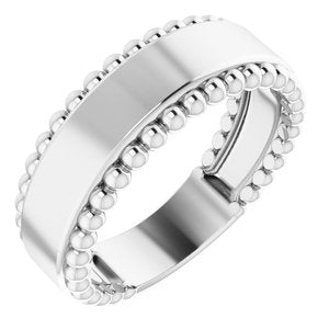 Sterling Silver Engravable Beaded Ring - BN & CO JEWELRY