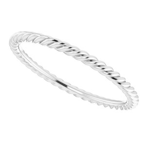 14K White 1.5 mm Skinny Rope Band Size 6 - BN & CO JEWELRY