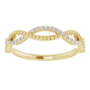 14K Yellow 1/8 CTW Natural Diamond Infinity-Inspired Beaded Anniversary Band - BN & CO JEWELRY