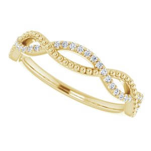 14K Yellow 1/8 CTW Natural Diamond Infinity-Inspired Beaded Anniversary Band - BN & CO JEWELRY