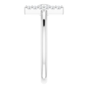 14K White Natural Aquamarine & .05 CTW Natural Diamond Bar Ring - BN & CO JEWELRY