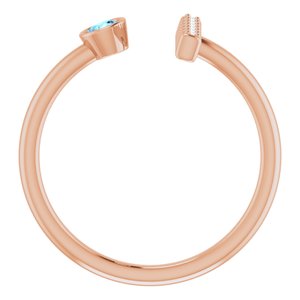 14K Rose Natural Aquamarine & .05 CTW Natural Diamond Bar Ring - BN & CO JEWELRY