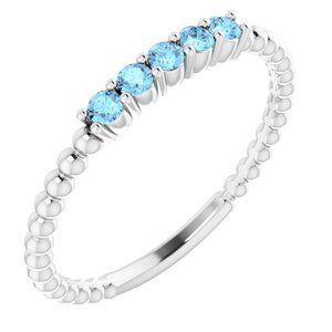 14K White Natural Aquamarine Stackable Ring - BN & CO JEWELRY