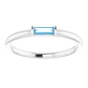 14K White Swiss Blue Topaz Stackable Ring - BN & CO JEWELRY