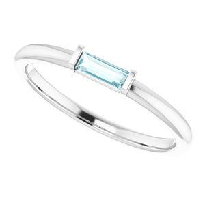 14K White Sky Blue Topaz Stackable Ring - BN & CO JEWELRY