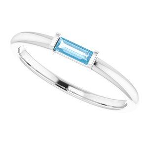 14K White Swiss Blue Topaz Stackable Ring - BN & CO JEWELRY