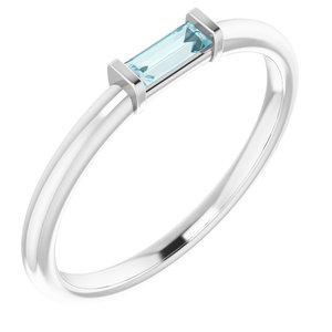14K White Sky Blue Topaz Stackable Ring - BN & CO JEWELRY