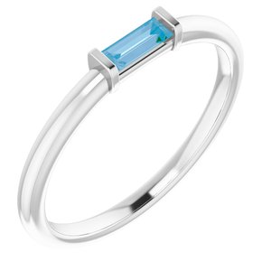 14K White Sky Blue Topaz Stackable Ring - BN & CO JEWELRY