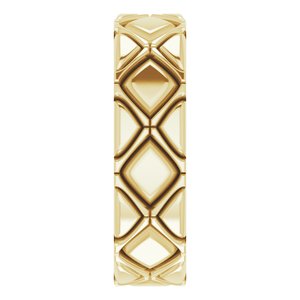 14K Yellow 6 mm X-Pattern Quilted Band Size 10 - BN & CO JEWELRY