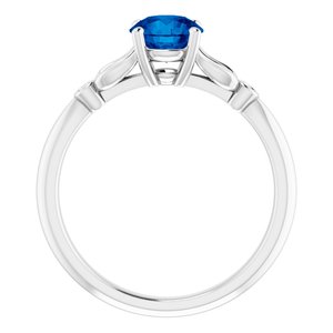 14K White Lab-Grown Blue Sapphire & .02 CTW Natural Diamond Ring - BN & CO JEWELRY