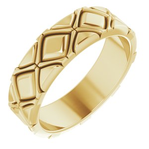 14K Yellow 6 mm X-Pattern Quilted Band Size 10 - BN & CO JEWELRY
