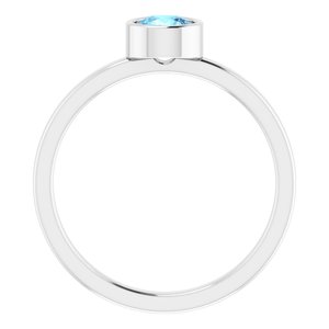 Rhodium-Plated Sterling Silver 5 mm Natural Aquamarine Ring - BN & CO JEWELRY