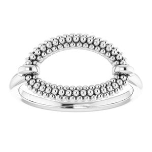 14K White Beaded Ring - BN & CO JEWELRY