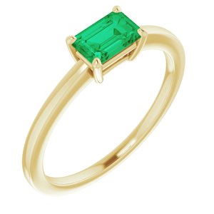 14K Yellow Lab-Grown Emerald Ring - BN & CO JEWELRY