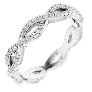 14K White 1/3 CTW Natural Diamond Infinity-Inspired Eternity Band Size 6 - BN & CO JEWELRY