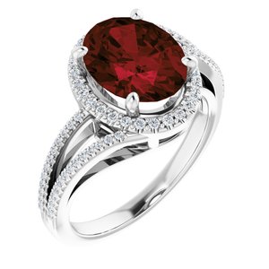 14K White Mozambique Garnet & 1/4 CTW Natural Diamond Ring - BN & CO JEWELRY
