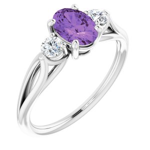 14K White Amethyst & 1/5 CTW Diamond Ring - BN & CO JEWELRY