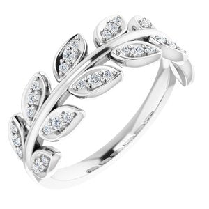 14K White 1/4 CTW Diamond Leaf Ring - BN & CO JEWELRY