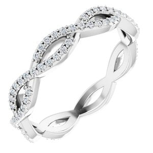 14K White 3/8 CTW Natural Diamond Infinity-Inspired Eternity Band Size 8 - BN & CO JEWELRY