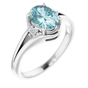 14K White Natural Sky Blue Topaz & .05 CTW Natural Diamond Ring - BN & CO JEWELRY