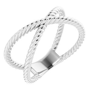14K White Criss-Cross Rope Ring - BN & CO JEWELRY
