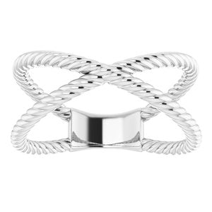 14K White Criss-Cross Rope Ring - BN & CO JEWELRY