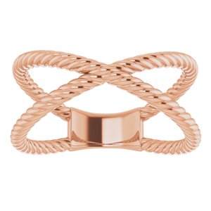 14K Rose Criss-Cross Rope Ring - BN & CO JEWELRY