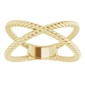 14K Yellow Criss-Cross Rope Ring - BN & CO JEWELRY