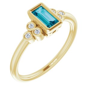 14K Yellow Natural London Blue Topaz & .06 CTW Natural Diamond Ring - BN & CO JEWELRY
