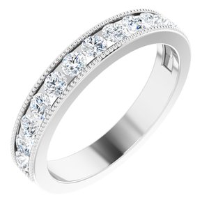 14K White 7/8 CTW Natural Diamond Milgrain Anniversary Band - BN & CO JEWELRY