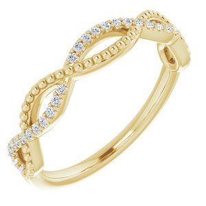 14K Yellow 1/8 CTW Natural Diamond Infinity-Inspired Beaded Anniversary Band - BN & CO JEWELRY