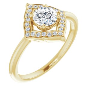 14K Yellow 1/3 CTW Natural Diamond Halo-Style Clover Ring - BN & CO JEWELRY