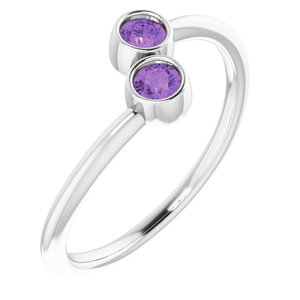 14K White Natural Amethyst Two-Stone Ring - BN & CO JEWELRY