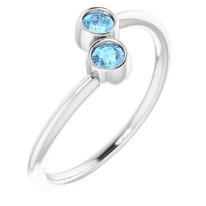 14K White Natural Aquamarine Two-Stone Ring - BN & CO JEWELRY