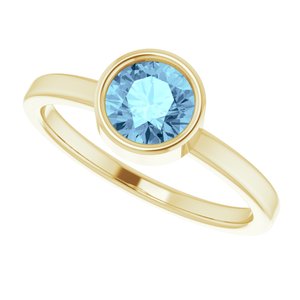 14K Yellow 6 mm Natural Aquamarine Ring - BN & CO JEWELRY