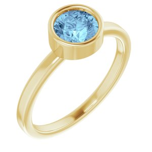 14K Yellow 6 mm Natural Aquamarine Ring - BN & CO JEWELRY
