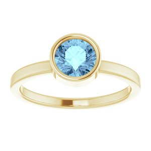 14K Yellow 6 mm Natural Aquamarine Ring - BN & CO JEWELRY
