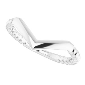 14K White Stackable Beaded "V" Ring - BN & CO JEWELRY