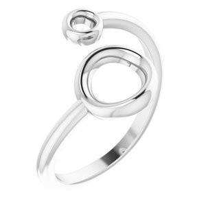 14K White Double Circle Bypass Ring - BN & CO JEWELRY