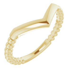 14K Yellow Stackable Beaded "V" Ring - BN & CO JEWELRY