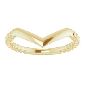 14K Yellow Stackable Beaded "V" Ring - BN & CO JEWELRY