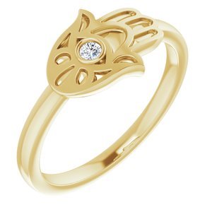 14K Yellow .03 CTW Diamond Hamsa Ring - BN & CO JEWELRY
