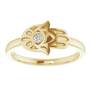 14K Yellow .03 CTW Diamond Hamsa Ring - BN & CO JEWELRY