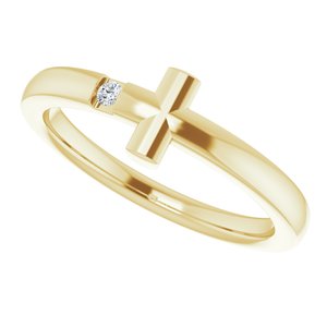 14K Yellow .015 CTW Natural Diamond Youth Sideways Cross Ring - BN & CO JEWELRY