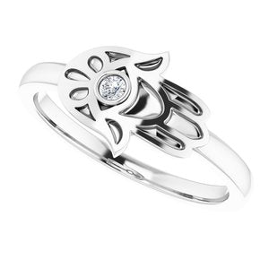 14K White .03 CTW Diamond Hamsa Ring - BN & CO JEWELRY