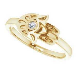 14K Yellow .03 CTW Diamond Hamsa Ring - BN & CO JEWELRY