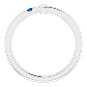 14K White Natural Blue Sapphire Youth Sideways Cross Ring - BN & CO JEWELRY