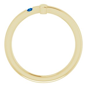 14K Yellow Natural Blue Sapphire Youth Sideways Cross Ring - BN & CO JEWELRY