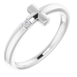 Sterling Silver .015 CTW Natural Diamond Youth Sideways Cross Ring - BN & CO JEWELRY