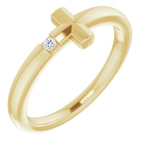 14K Yellow .015 CTW Natural Diamond Youth Sideways Cross Ring - BN & CO JEWELRY